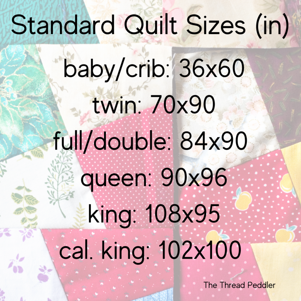 Crib quilt size online chart