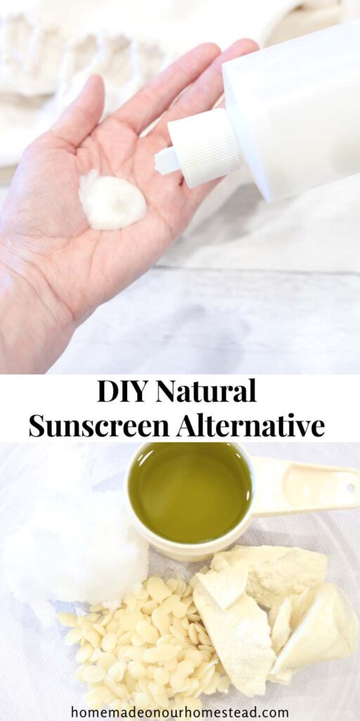 Pinterest graphic for DIY natural sunscreen alternative recipe